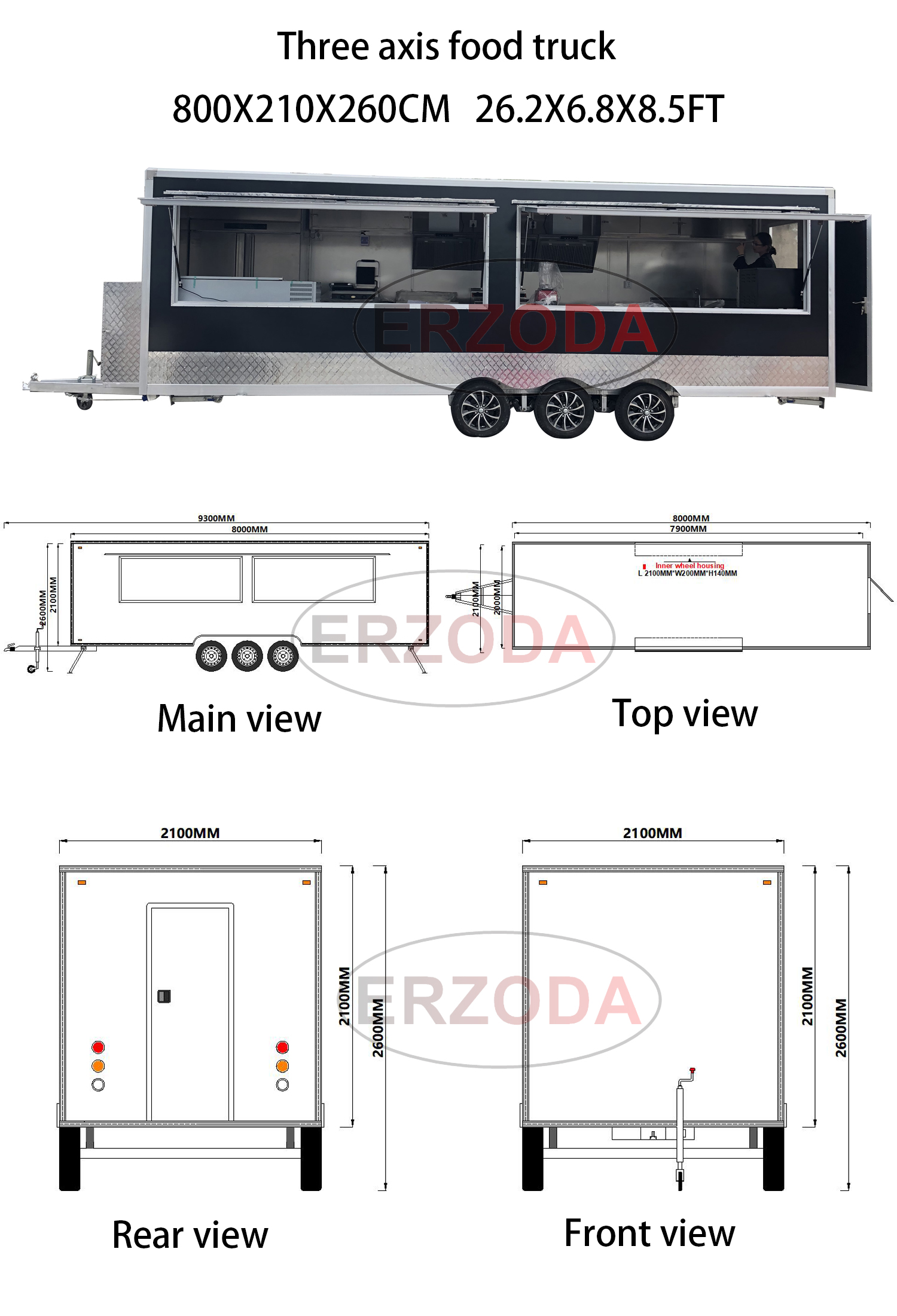 Customfood trailer food truck catering trailer